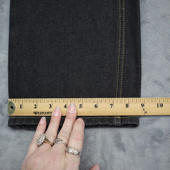 Code One Pants Mens 36 Black High Rise Flat Front Dark Wash Denim Jeans - Picture 7 of 16